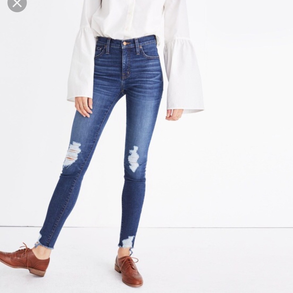 Madewell high rise skinny distressed jeans size 28